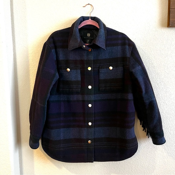 House of Harlow | Boho Western | Fringe Plaid Oversized Jacket – Size Small - Picture 2 of 7